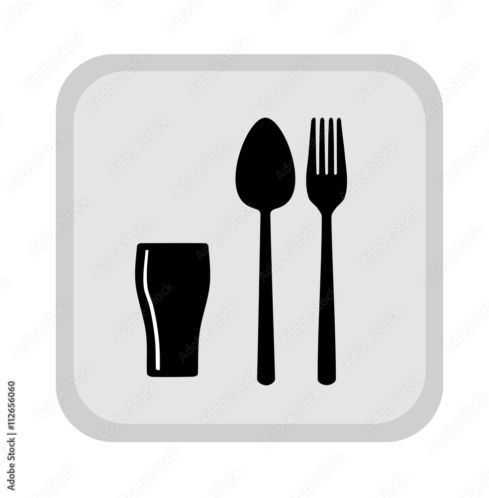 Sign with spoon, fork and glass - vector illustration.
Sign with spoon, fork and glass - vector illustration.