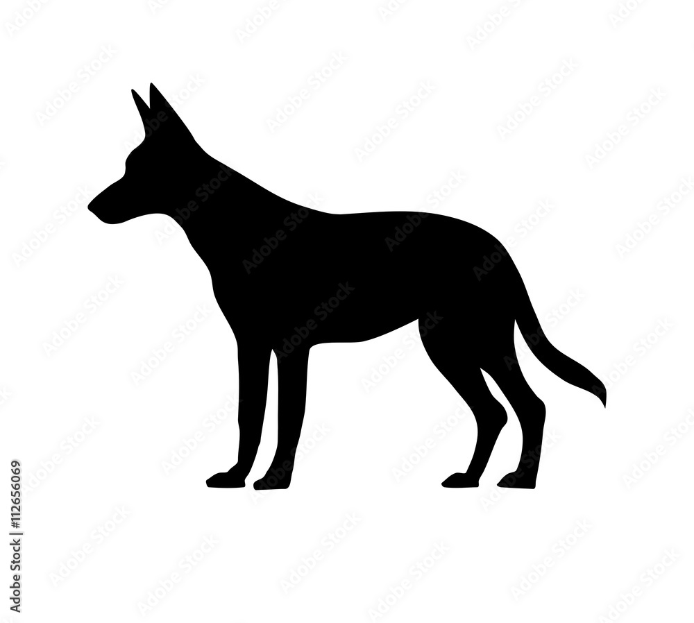 Dog silhouette on white background