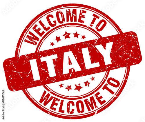 welcome to Italy red round vintage stamp