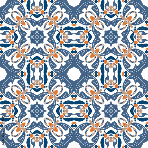 Mexican stylized talavera tiles seamless pattern. Background for design and fashion. Arabic, Indian patterns