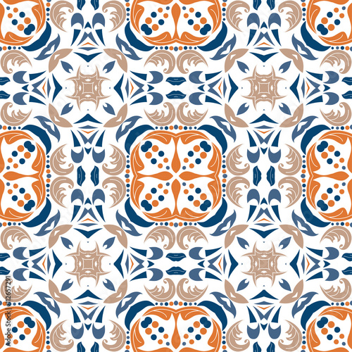 Mexican stylized talavera tiles seamless pattern. Background for design and fashion. Arabic, Indian patterns