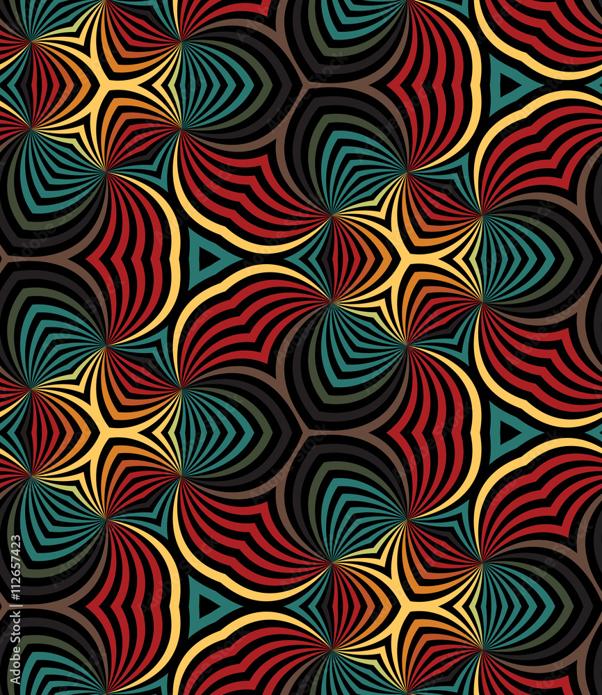 Vector Illustration. Seamless Rainbow Spirals. Geometric Pattern. Suitable for textile, fabric and packaging
