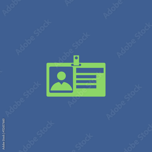 Identification card icon. Flat design style.