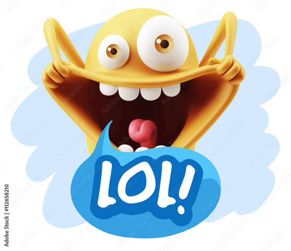 Obraz premium 3d Illustration Laughing Character Emoji Expression saying Lol w