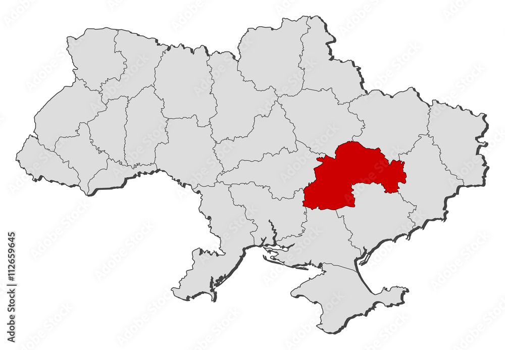 Obraz premium Map - Ukraine, Dnipropetrovsk