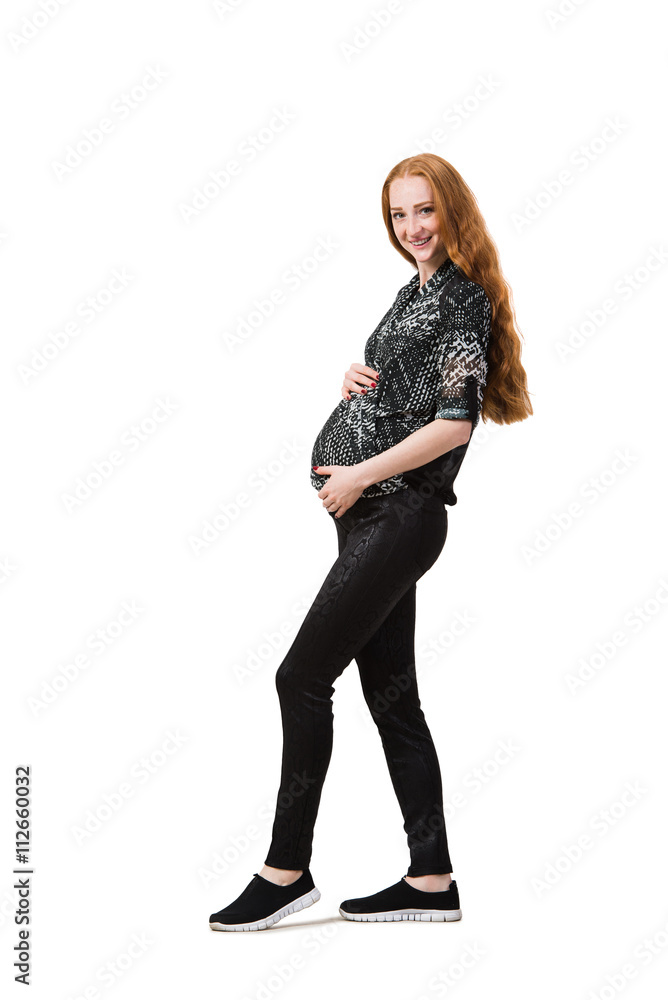 Young pregnant woman isolated on white Young pregnant woman isolated on white