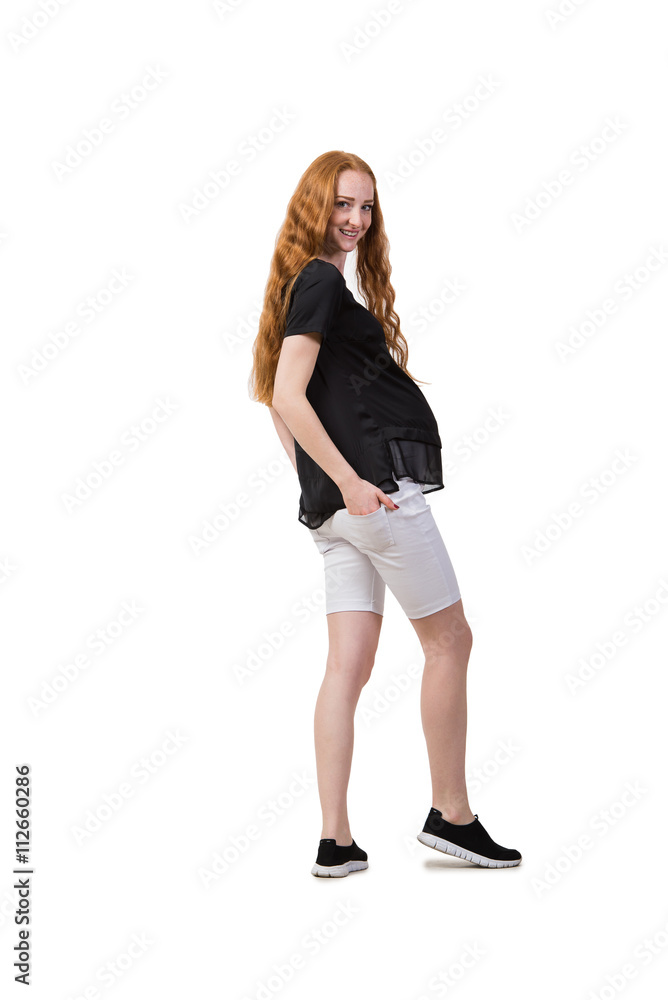 Young pregnant woman isolated on white Young pregnant woman isolated on white