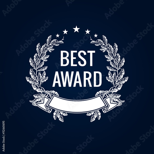 Best award white laurel label. Best award vector laurel wreath sign. Winner label, leaf symbol victory, triumph and success illustration