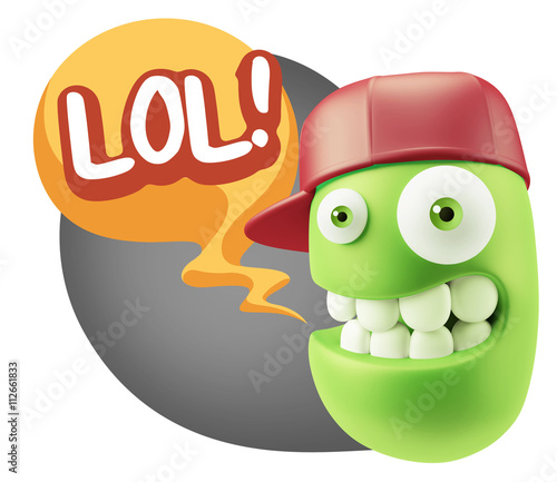 3d Illustration Laughing Character Emoji Expression saying Lol w