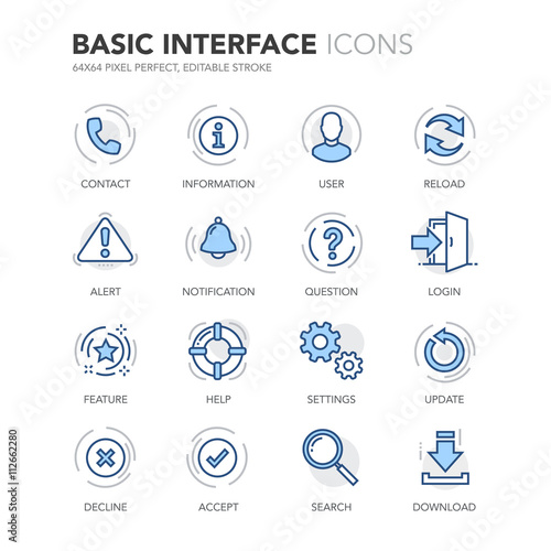 Blue Line Basic Interface Icons