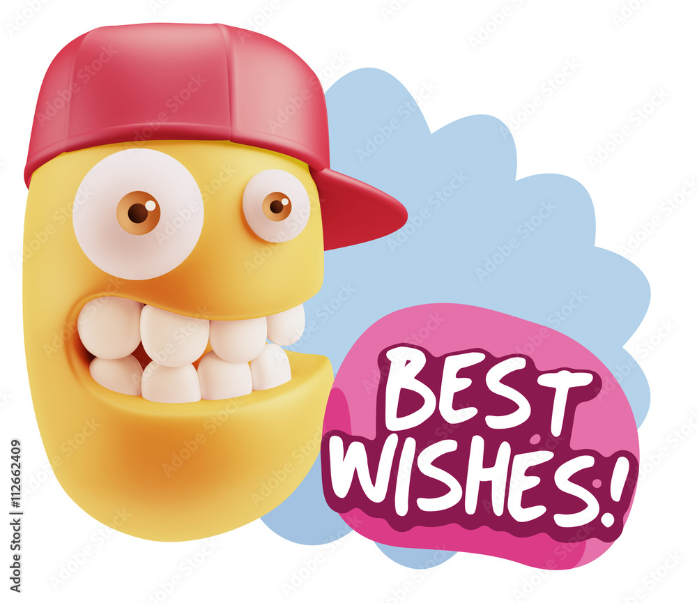 3d Rendering Smile Character Emoticon Expression saying Best Wis 3d Rendering Smile Character Emoticon Expression saying Best Wis