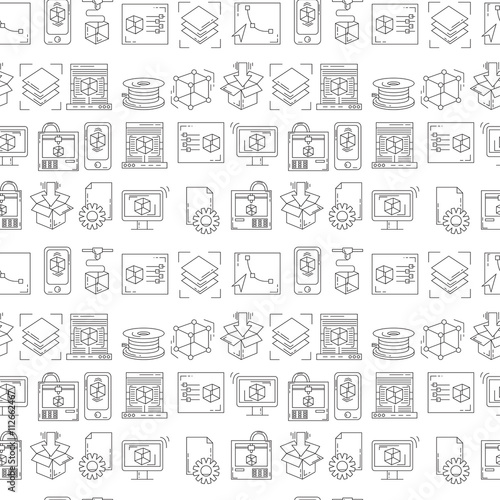 Vector doodle icons 3d printing