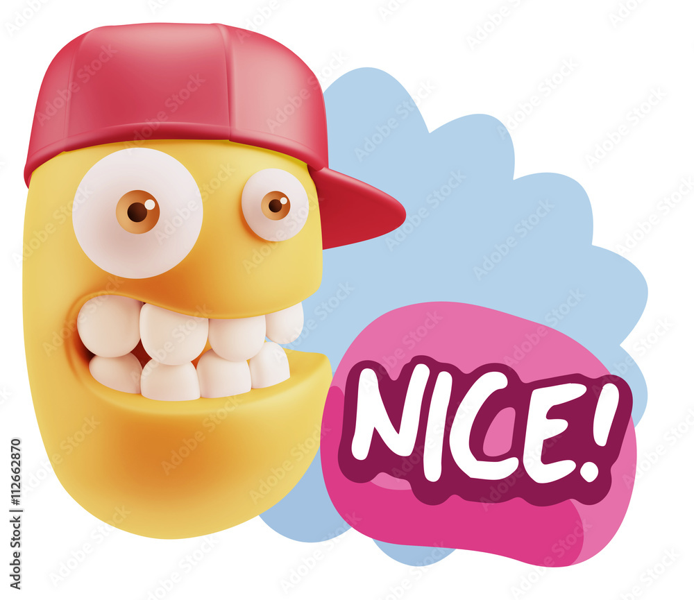 3d Rendering Smile Character Emoticon Expression saying Nice wit 3d Rendering Smile Character Emoticon Expression saying Nice wit