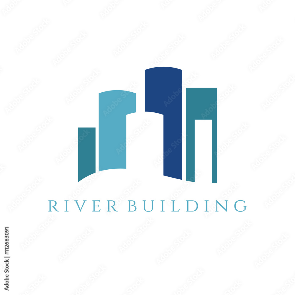 Real estate illustration template with building. Vector