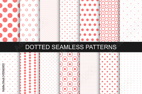 Seamless patterns with circles and dots.