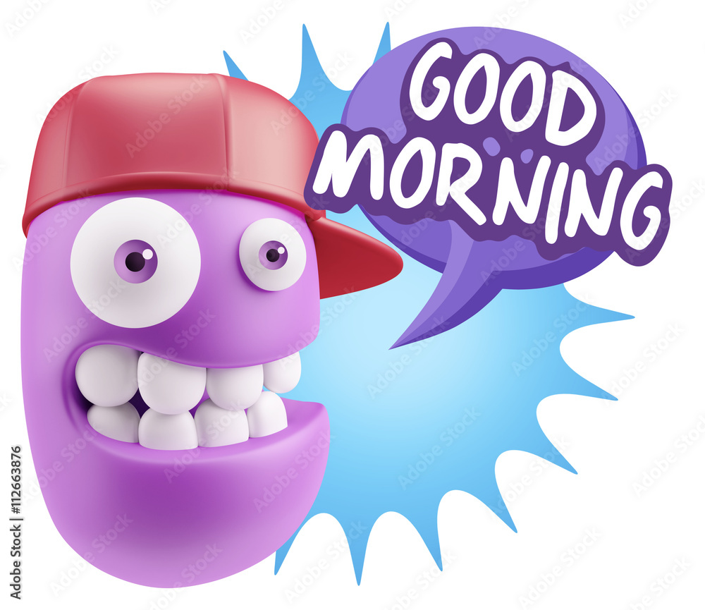 3d Rendering Smile Character Emoticon Expression saying Good Mor 3d Rendering Smile Character Emoticon Expression saying Good Mor