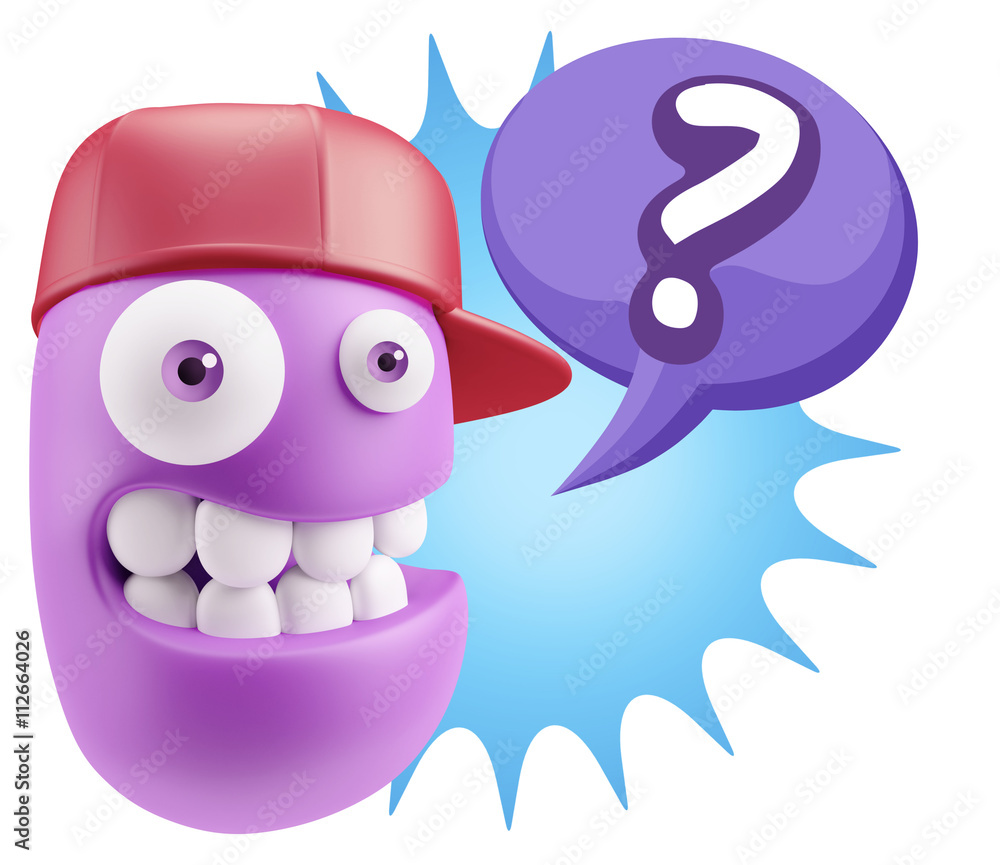 3d Illustration Laughing Character Emoji Expression saying ? wit 3d Illustration Laughing Character Emoji Expression saying ? wit