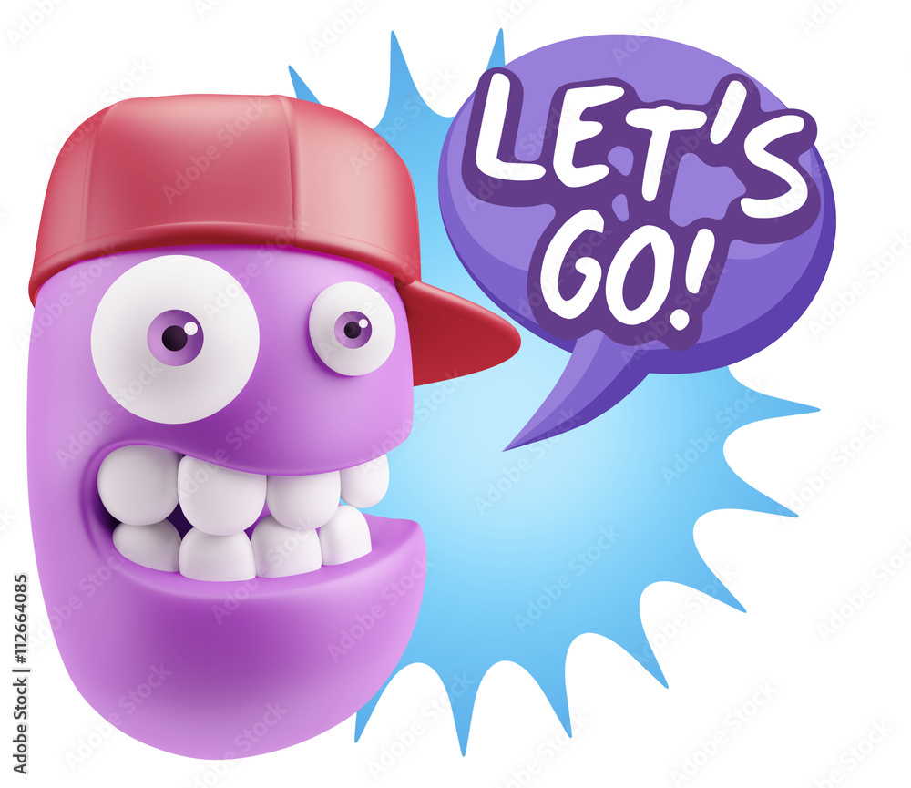 3d Rendering Smile Character Emoticon Expression saying Let'S Go 3d Rendering Smile Character Emoticon Expression saying Let'S Go