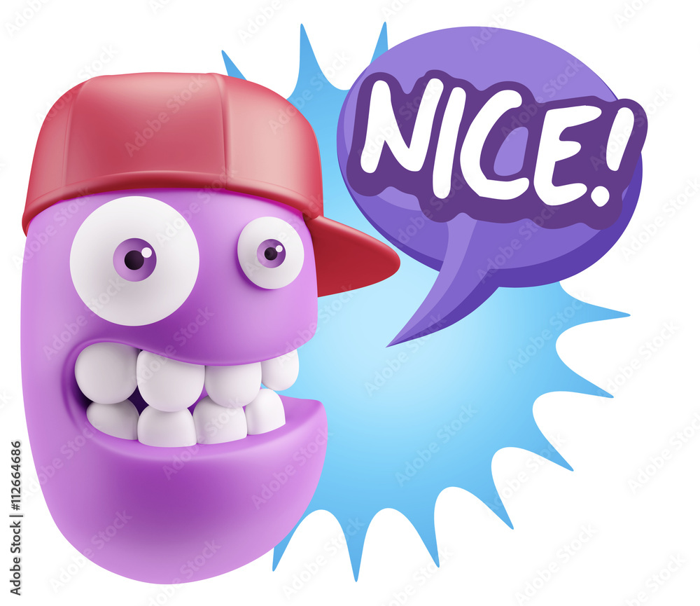3d Rendering Smile Character Emoticon Expression saying Nice wit 3d Rendering Smile Character Emoticon Expression saying Nice wit
