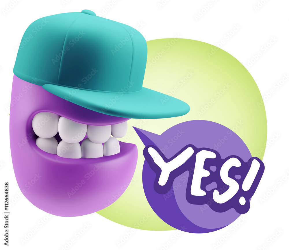 3d Rendering Smile Character Emoticon Expression saying Yes with 3d Rendering Smile Character Emoticon Expression saying Yes with