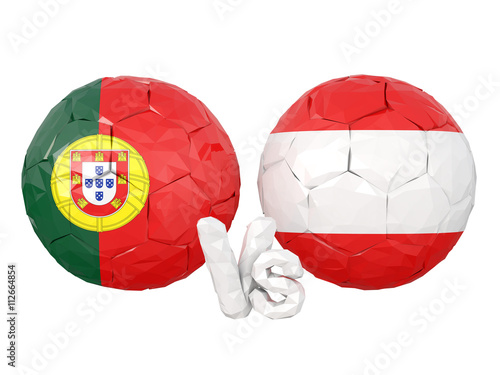 Portugal   Austria low poly soccer game 3d illustration