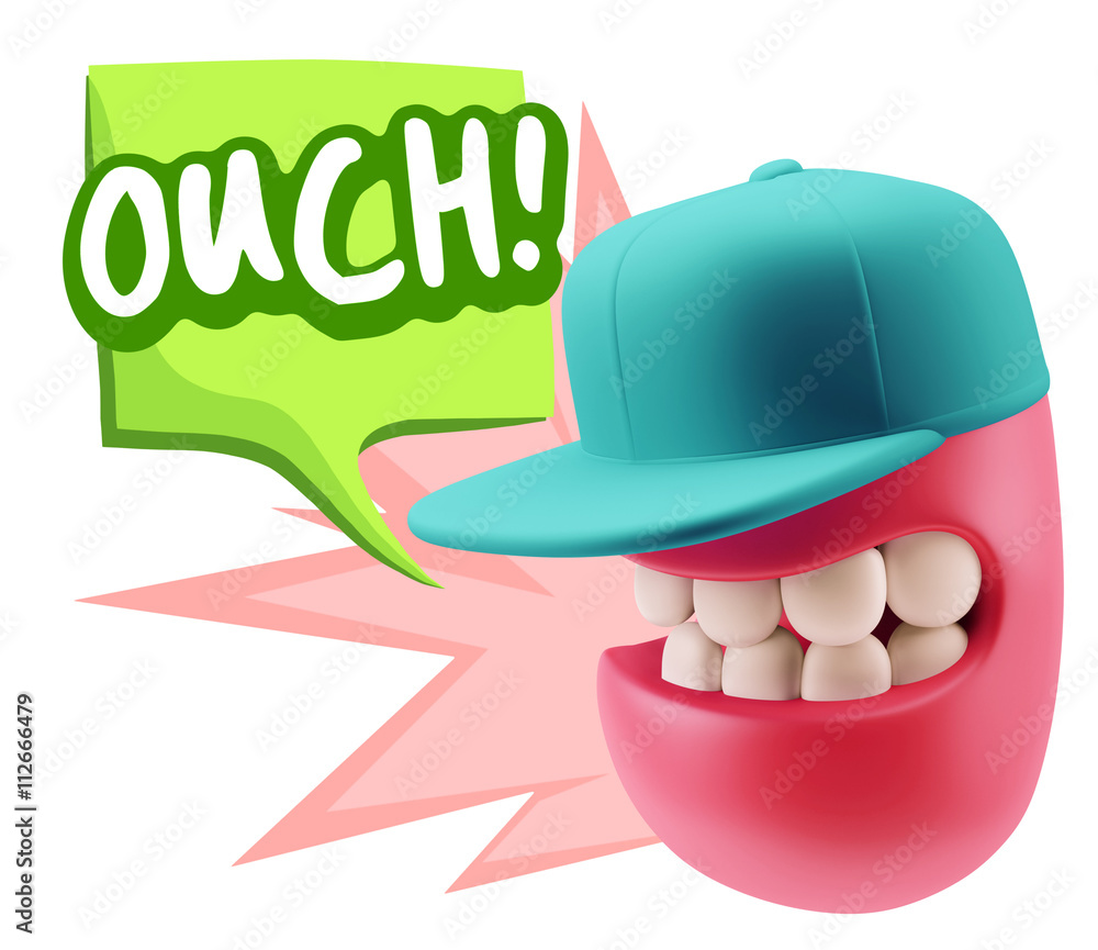 3d Illustration Laughing Character Emoji Expression saying Ouch 3d Illustration Laughing Character Emoji Expression saying Ouch