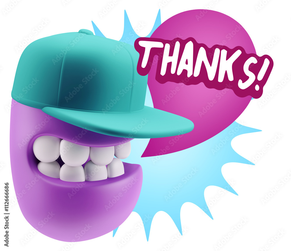 3d Rendering Smile Character Emoticon Expression saying Thanks w 3d Rendering Smile Character Emoticon Expression saying Thanks w