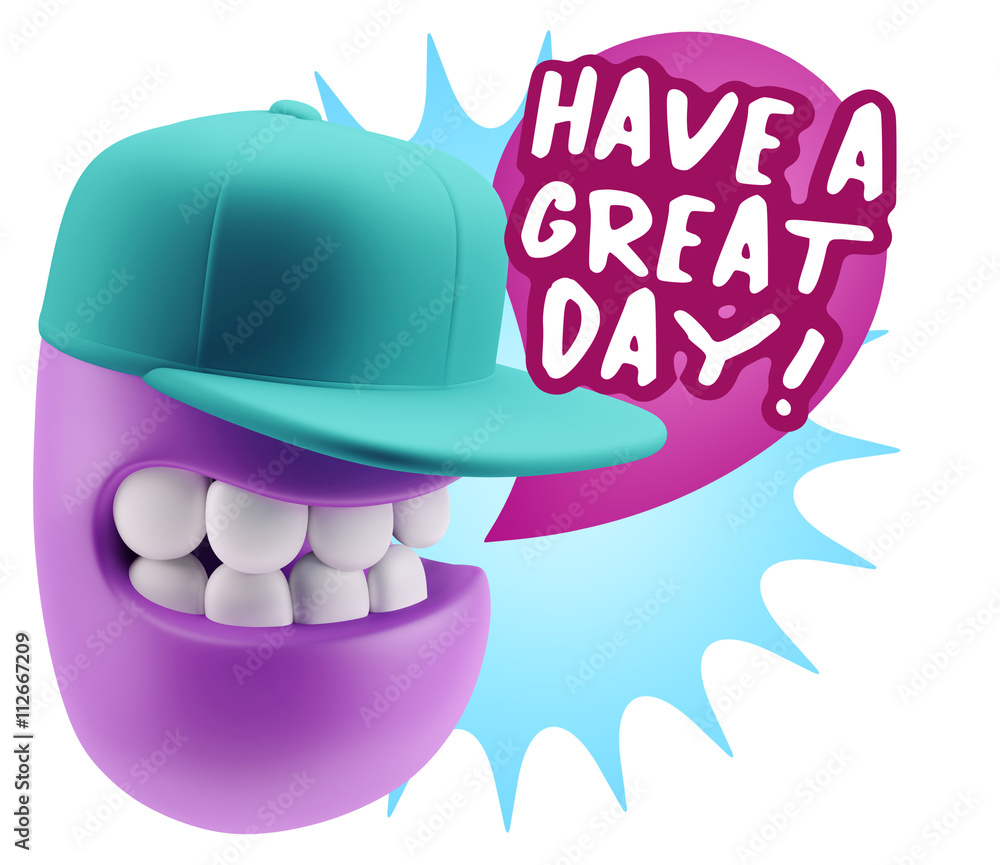 3d Rendering Smile Character Emoticon Expression saying Have A G 3d Rendering Smile Character Emoticon Expression saying Have A G