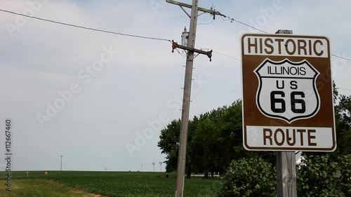 Cartello sulla strada interstatale Route 66 in Illinois, USA