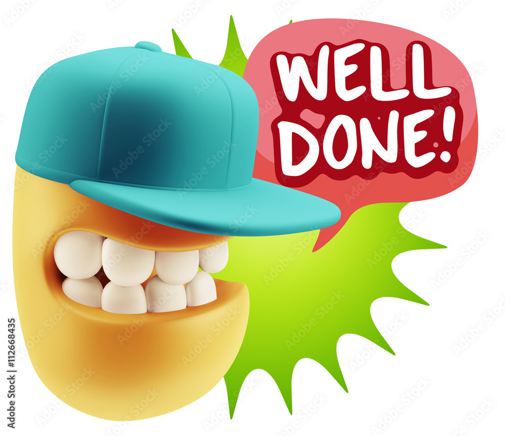 3d Rendering Smile Character Emoticon Expression saying Well Don 3d Rendering Smile Character Emoticon Expression saying Well Don