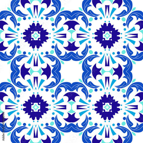 Mexican stylized talavera tiles seamless pattern. Background for design and fashion. Arabic, Indian patterns
