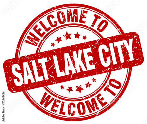 welcome to Salt Lake City red round vintage stamp