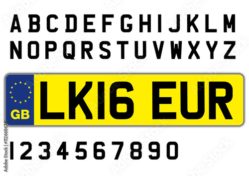 british car plate with letters and numbers