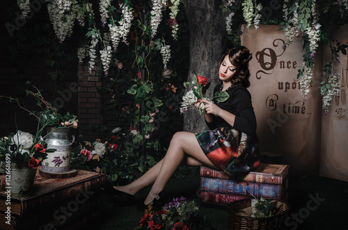Magic portrait of romantic beautiful girl. Creative concept fantasy stylization.