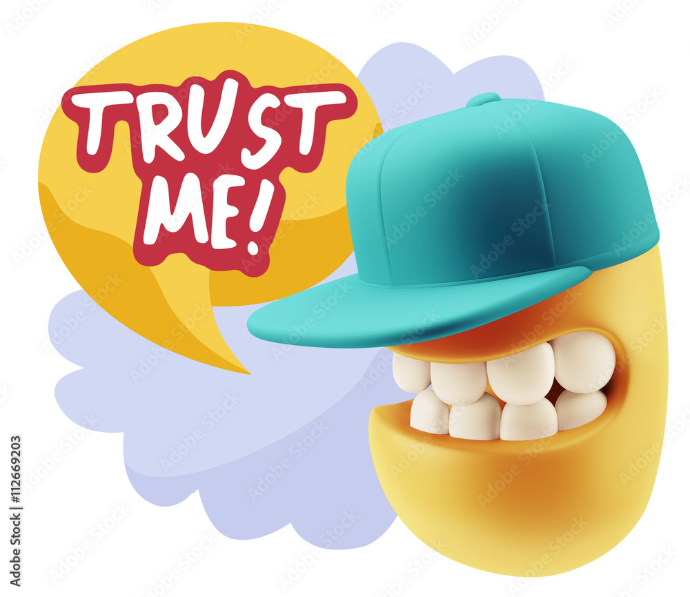 3d Illustration Laughing Character Emoji Expression saying Trust 3d Illustration Laughing Character Emoji Expression saying Trust