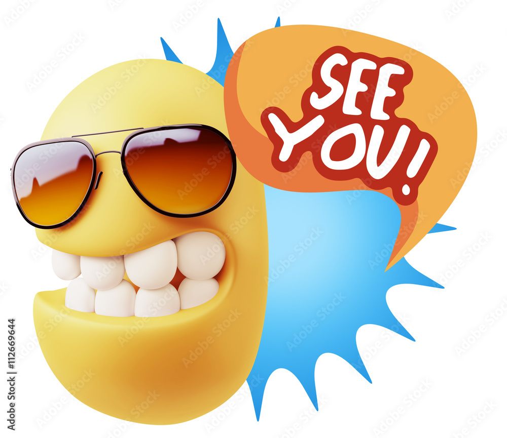 3d Rendering Smile Character Emoticon Expression saying See You 3d Rendering Smile Character Emoticon Expression saying See You