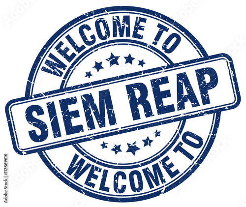 welcome to Siem Reap blue round vintage stamp