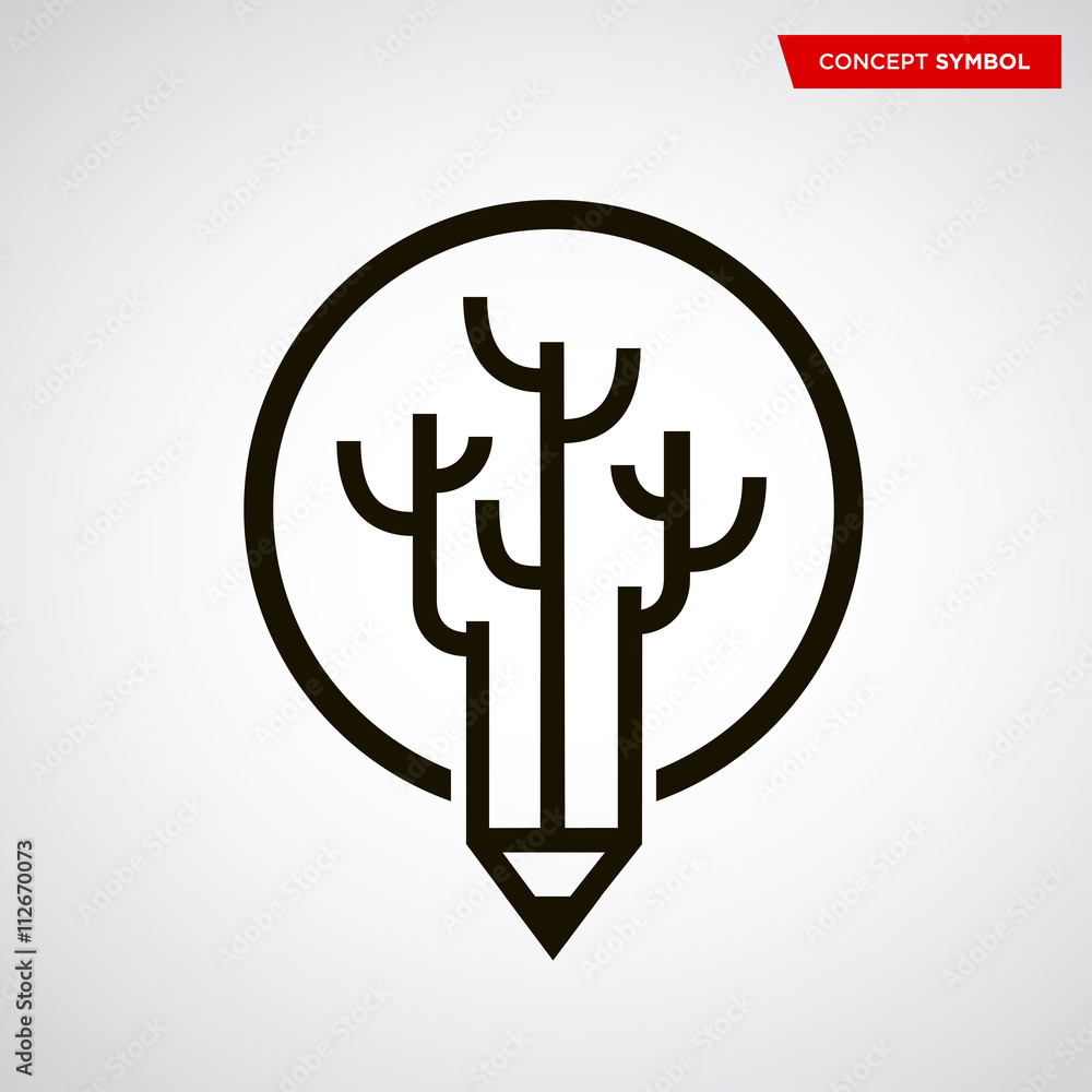 Creative brain pencil logo design Creative brain pencil logo design