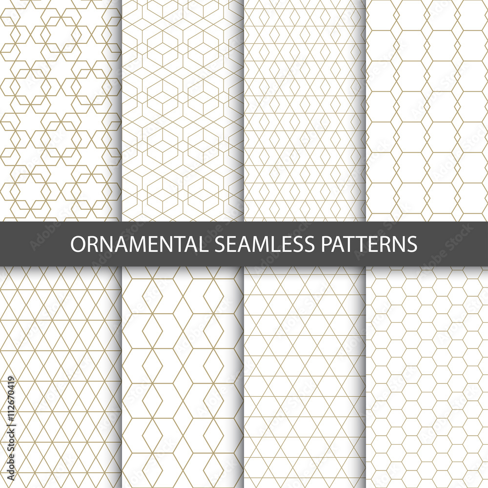 Collection of seamless ornametal patterns.  - obrazy, fototapety, plakaty 
