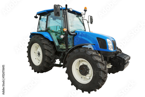 New agricultural tractor isolated on white background with clipp