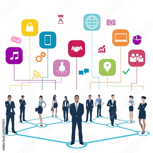 business people and icons