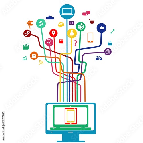 Internet, social networking and icons