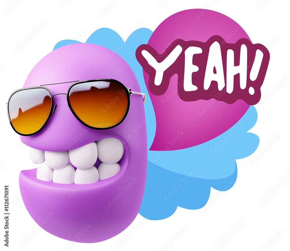 Obraz premium 3d Illustration Laughing Character Emoji Expression saying Yeah