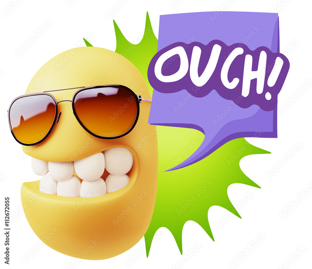 3d Illustration Laughing Character Emoji Expression saying Ouch 3d Illustration Laughing Character Emoji Expression saying Ouch