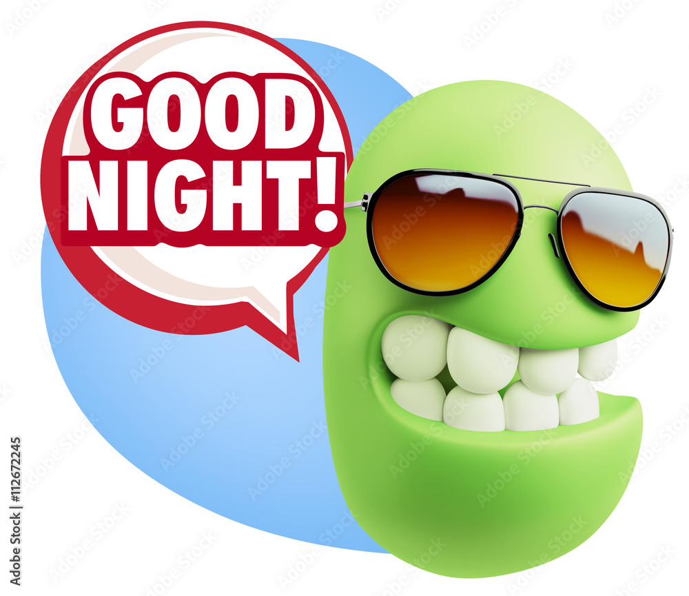 3d Rendering Smile Character Emoticon Expression saying Good Nig 3d Rendering Smile Character Emoticon Expression saying Good Nig