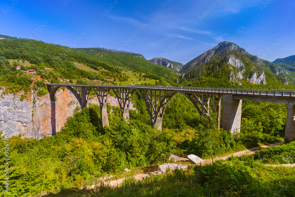 Bridge Durdevica in River Tara canyon - Montenegro Bridge Durdevica in River Tara canyon - Montenegro