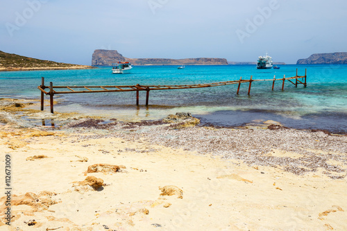 View of the beautiful beach in  Balos Lagoon  Crete