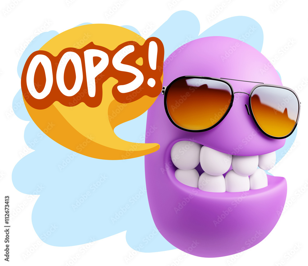 3d Rendering Smile Character Emoticon Expression saying Oops wit 3d Rendering Smile Character Emoticon Expression saying Oops wit