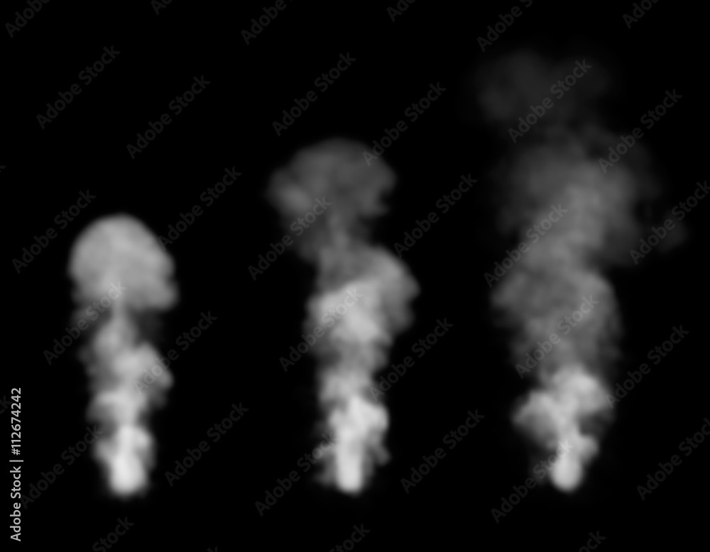Realistic smoke set.Isolated on black background. Realistic smoke set.Isolated on black background.