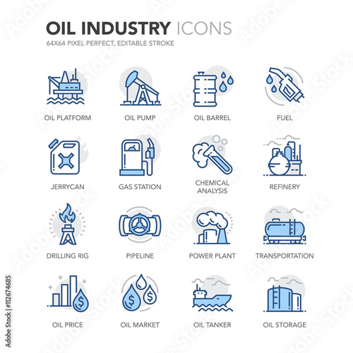 Blue Line Oil Industry Icons